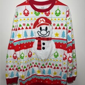 EUC Kids Super Nintendo World Mario Snowman L/S Shirt Sweatshirt Size XL 14/16